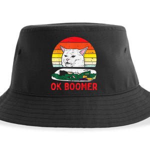 Confused Cat Dinner Table Ok Boomer Funny Meme Lover Gift Sustainable Bucket Hat