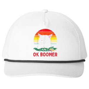 Confused Cat Dinner Table Ok Boomer Funny Meme Lover Gift Snapback Five-Panel Rope Hat