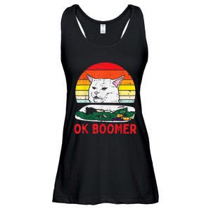 Confused Cat Dinner Table Ok Boomer Funny Meme Lover Gift Ladies Essential Flowy Tank