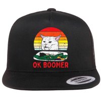 Confused Cat Dinner Table Ok Boomer Funny Meme Lover Gift Flat Bill Trucker Hat