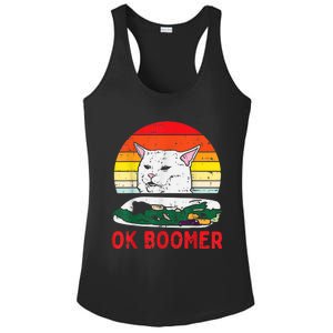 Confused Cat Dinner Table Ok Boomer Funny Meme Lover Gift Ladies PosiCharge Competitor Racerback Tank