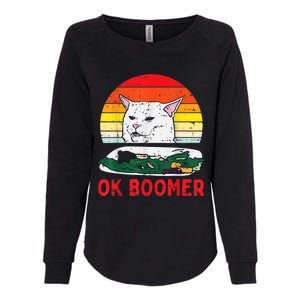 Confused Cat Dinner Table Ok Boomer Funny Meme Lover Gift Womens California Wash Sweatshirt