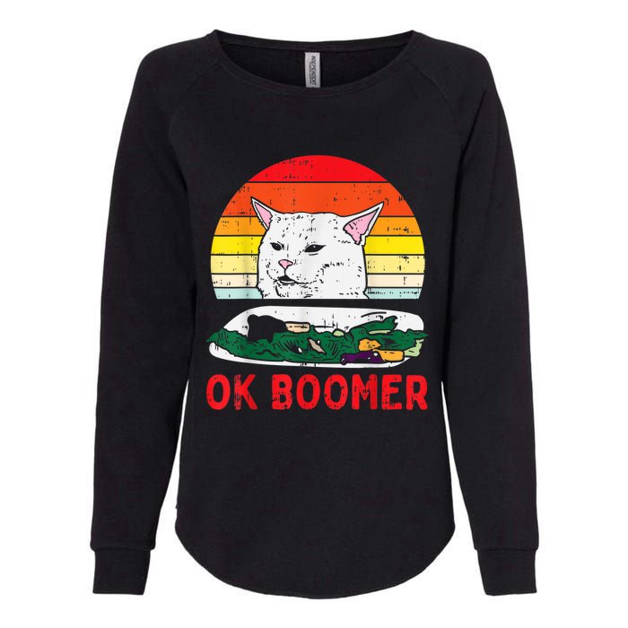 Confused Cat Dinner Table Ok Boomer Funny Meme Lover Gift Womens California Wash Sweatshirt