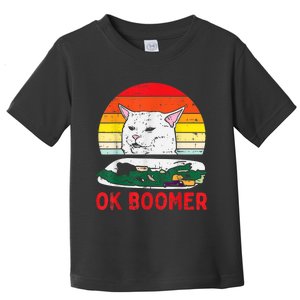 Confused Cat Dinner Table Ok Boomer Funny Meme Lover Gift Toddler T-Shirt