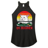 Confused Cat Dinner Table Ok Boomer Funny Meme Lover Gift Women's Perfect Tri Rocker Tank