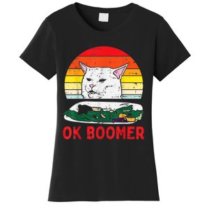 Confused Cat Dinner Table Ok Boomer Funny Meme Lover Gift Women's T-Shirt