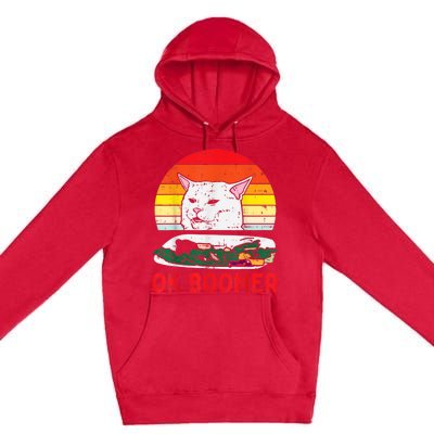 Confused Cat Dinner Table Ok Boomer Funny Meme Lover Gift Premium Pullover Hoodie