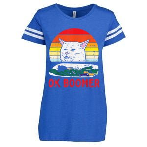 Confused Cat Dinner Table Ok Boomer Funny Meme Lover Gift Enza Ladies Jersey Football T-Shirt