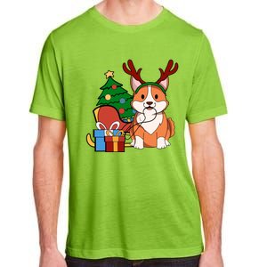 Cute Corgi Dog Santa Reindeer Christmas Gift Trees Sleigh Funny Gift Adult ChromaSoft Performance T-Shirt