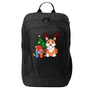 Cute Corgi Dog Santa Reindeer Christmas Gift Trees Sleigh Funny Gift City Backpack