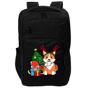 Cute Corgi Dog Santa Reindeer Christmas Gift Trees Sleigh Funny Gift Impact Tech Backpack