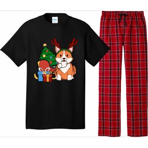 Cute Corgi Dog Santa Reindeer Christmas Gift Trees Sleigh Funny Gift Pajama Set