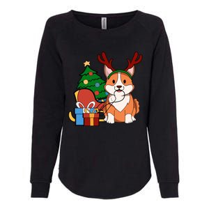 Cute Corgi Dog Santa Reindeer Christmas Gift Trees Sleigh Funny Gift Womens California Wash Sweatshirt