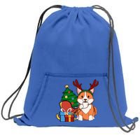 Cute Corgi Dog Santa Reindeer Christmas Gift Trees Sleigh Funny Gift Sweatshirt Cinch Pack Bag