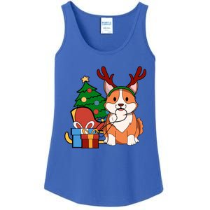 Cute Corgi Dog Santa Reindeer Christmas Gift Trees Sleigh Funny Gift Ladies Essential Tank