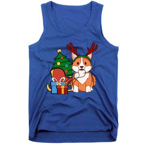 Cute Corgi Dog Santa Reindeer Christmas Gift Trees Sleigh Funny Gift Tank Top