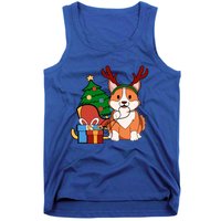 Cute Corgi Dog Santa Reindeer Christmas Gift Trees Sleigh Funny Gift Tank Top