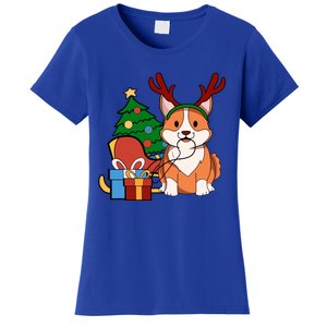 Cute Corgi Dog Santa Reindeer Christmas Gift Trees Sleigh Funny Gift Women's T-Shirt