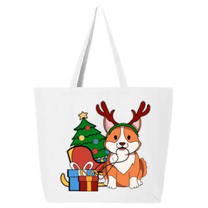 Cute Corgi Dog Santa Reindeer Christmas Gift Trees Sleigh Funny Gift 25L Jumbo Tote