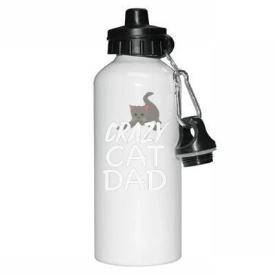 Crazy Cat Dad Funny Fathers Day Kitten Dads Tee Aluminum Water Bottle