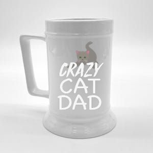 Crazy Cat Dad Funny Fathers Day Kitten Dads Tee Beer Stein