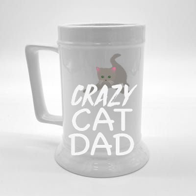 Crazy Cat Dad Funny Fathers Day Kitten Dads Tee Beer Stein