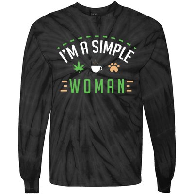 Cannabis Coffee Dogs Simple Woman Weed Pet Cute Stoner Gift Tie-Dye Long Sleeve Shirt