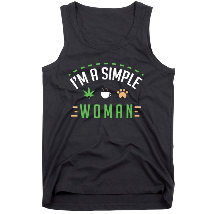 Cannabis Coffee Dogs Simple Woman Weed Pet Cute Stoner Gift Tank Top