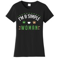 Cannabis Coffee Dogs Simple Woman Weed Pet Cute Stoner Gift Women's T-Shirt