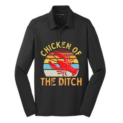 Crawfish Chicken Ditch Retro Cajun Food funny festival Silk Touch Performance Long Sleeve Polo