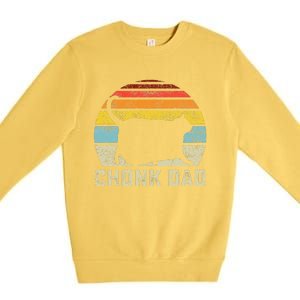 Chonk Cat Dad Scale Meme Funny Retro Style Daddy Cats Memes Premium Crewneck Sweatshirt