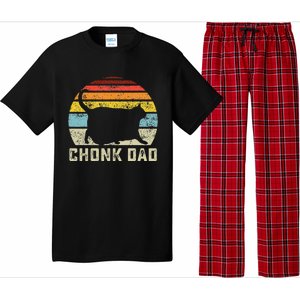 Chonk Cat Dad Scale Meme Funny Retro Style Daddy Cats Memes Pajama Set