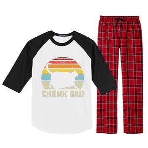 Chonk Cat Dad Scale Meme Funny Retro Style Daddy Cats Memes Raglan Sleeve Pajama Set