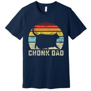 Chonk Cat Dad Scale Meme Funny Retro Style Daddy Cats Memes Premium T-Shirt