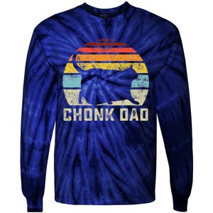 Chonk Cat Dad Scale Meme Funny Retro Style Daddy Cats Memes Tie-Dye Long Sleeve Shirt