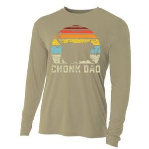 Chonk Cat Dad Scale Meme Funny Retro Style Daddy Cats Memes Cooling Performance Long Sleeve Crew