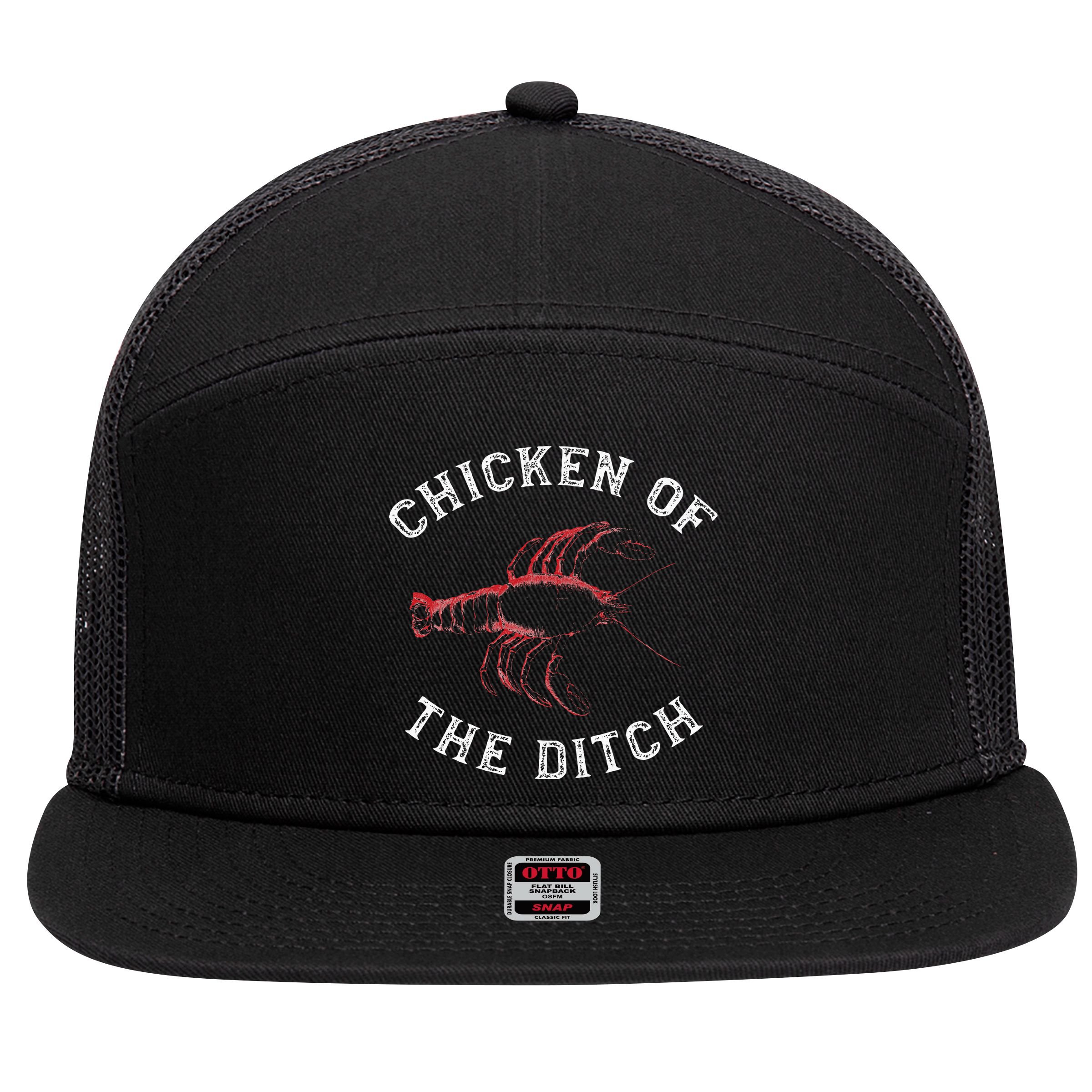 Crawfish Chicken Ditch Retro Cajun Food Gift 7 Panel Mesh Trucker Snapback Hat