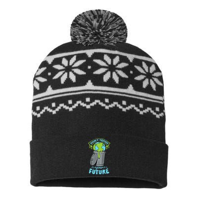 Climate Change Don't Trash Your Future Earth Day Gift USA-Made Snowflake Beanie