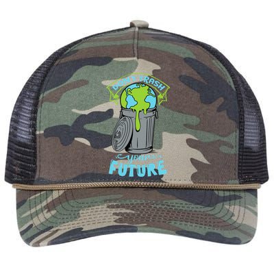 Climate Change Don't Trash Your Future Earth Day Gift Retro Rope Trucker Hat Cap