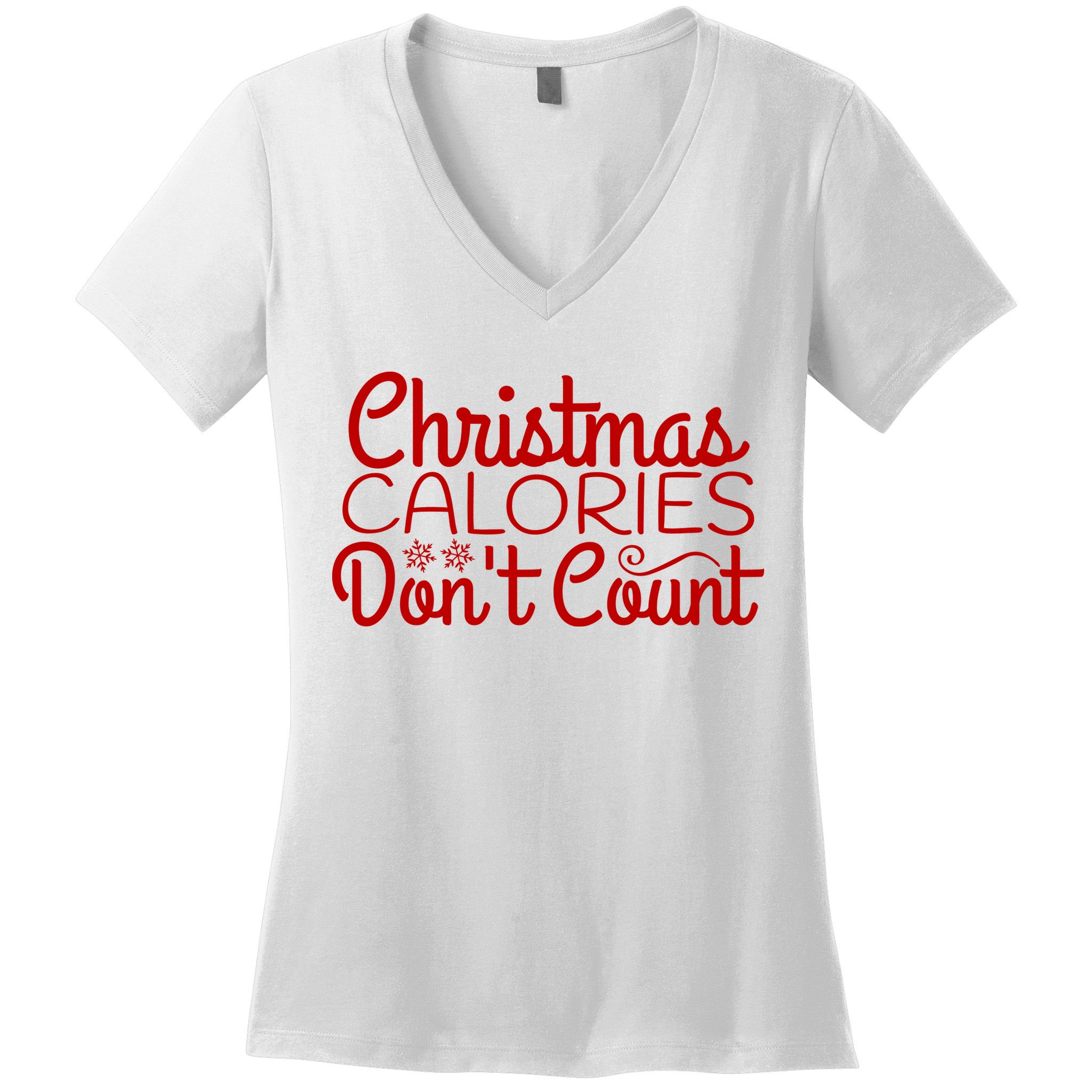 Christmas Calories Don't Count Funny Women's V-Neck T-Shirt