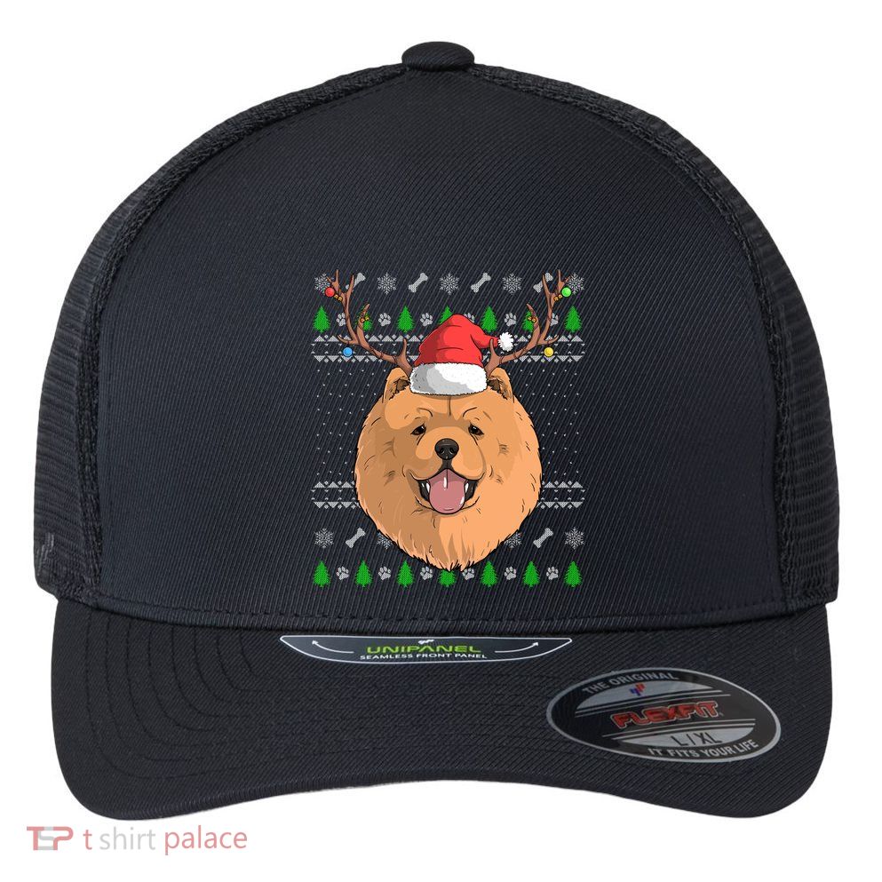 Chow Chow Dog Santa Claus Hat Ugly Christmas Xmas Reindeer Gift Flexfit Unipanel Trucker Cap