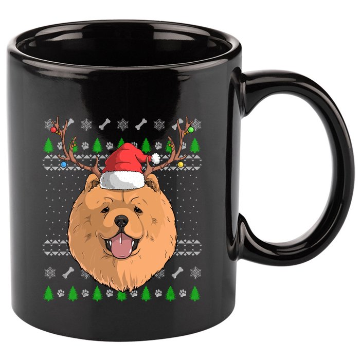 Chow Chow Dog Santa Claus Hat Ugly Christmas Xmas Reindeer Gift 11oz C Handle Ceramic Mug