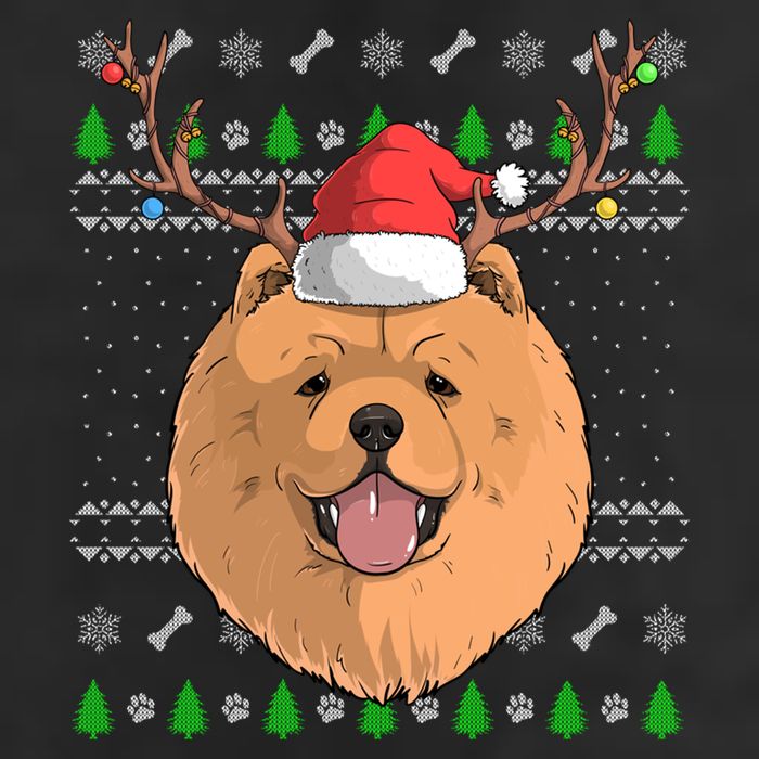 Chow Chow Dog Santa Claus Hat Ugly Christmas Xmas Reindeer Gift 25L Jumbo Tote