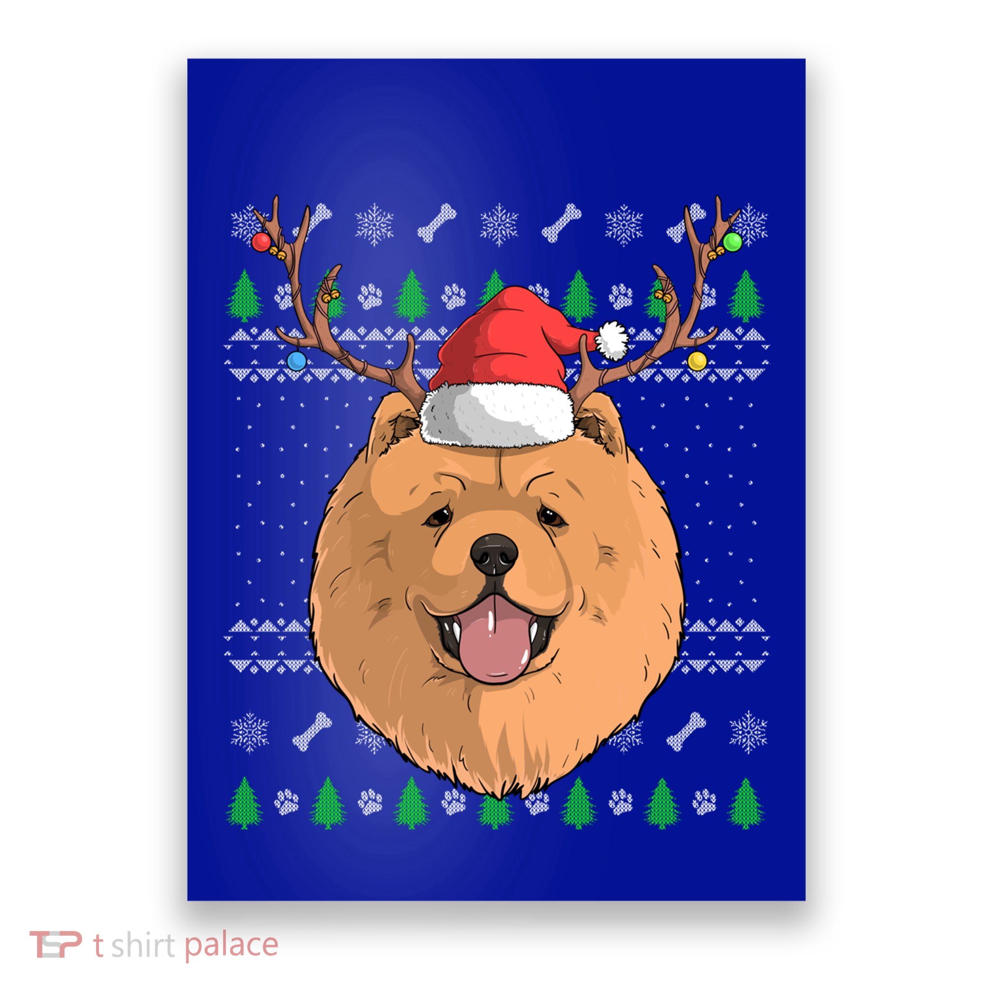 Chow Chow Dog Santa Claus Hat Ugly Christmas Xmas Reindeer Gift Poster