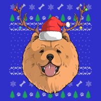 Chow Chow Dog Santa Claus Hat Ugly Christmas Xmas Reindeer Gift Stripe Pom Pom Beanie