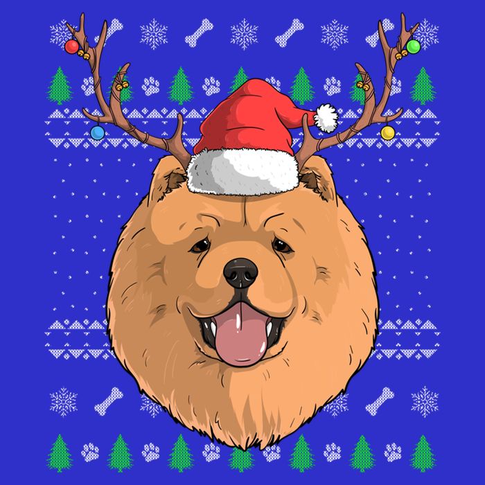 Chow Chow Dog Santa Claus Hat Ugly Christmas Xmas Reindeer Gift Stripe Pom Pom Beanie