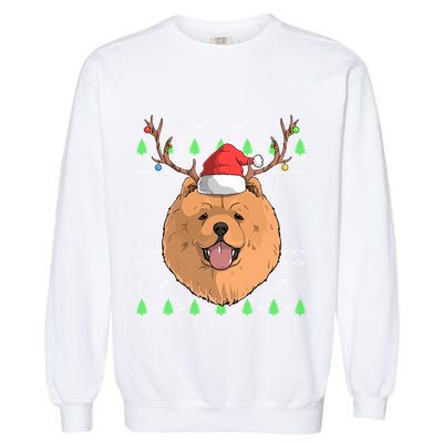 Chow Chow Dog Santa Claus Hat Ugly Christmas Xmas Reindeer Gift Garment-Dyed Sweatshirt