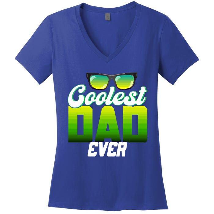 Cute Coolest Dad Around Worlds Coolest Dad Ever Coolest Dad Great Gift Women's V-Neck T-Shirt