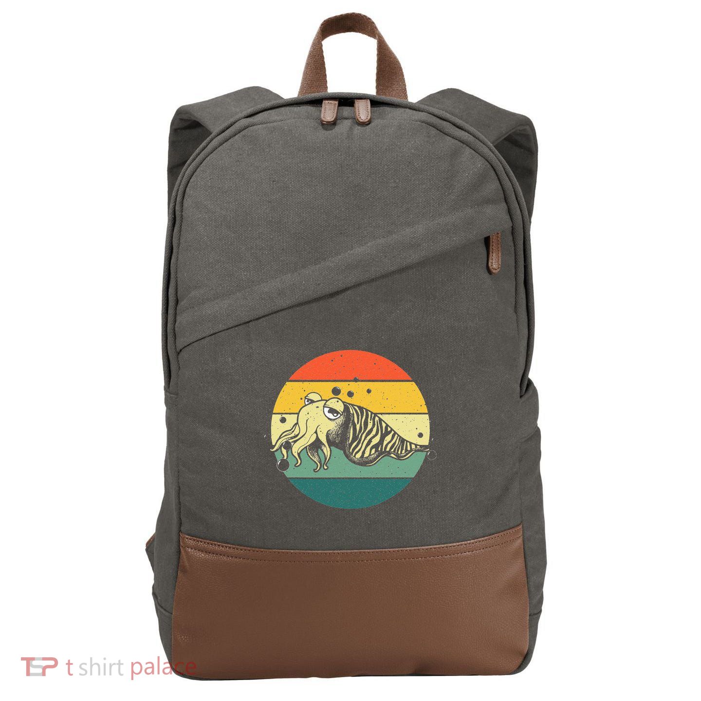 Cute Cuttlefish Design  Lovers Fishing Cotton Canvas Backpack