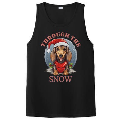 Cute Christmas Dachshund Dog Through The Snow Xmas Holiday Gift PosiCharge Competitor Tank